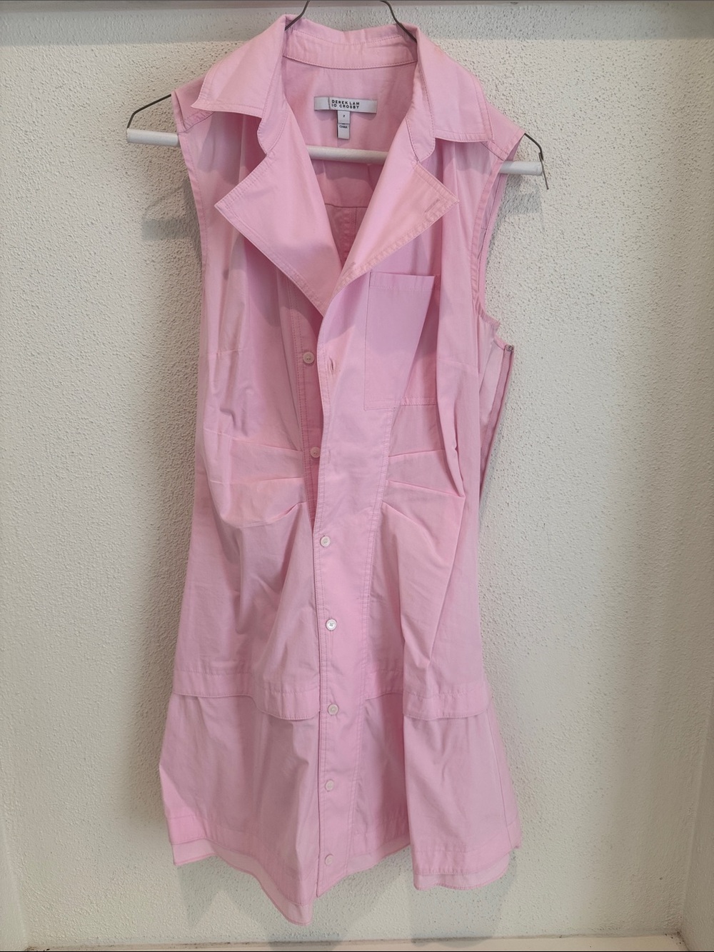 10 Crosby Derek Lam Pink Sleeveless Mini Shirt Dress